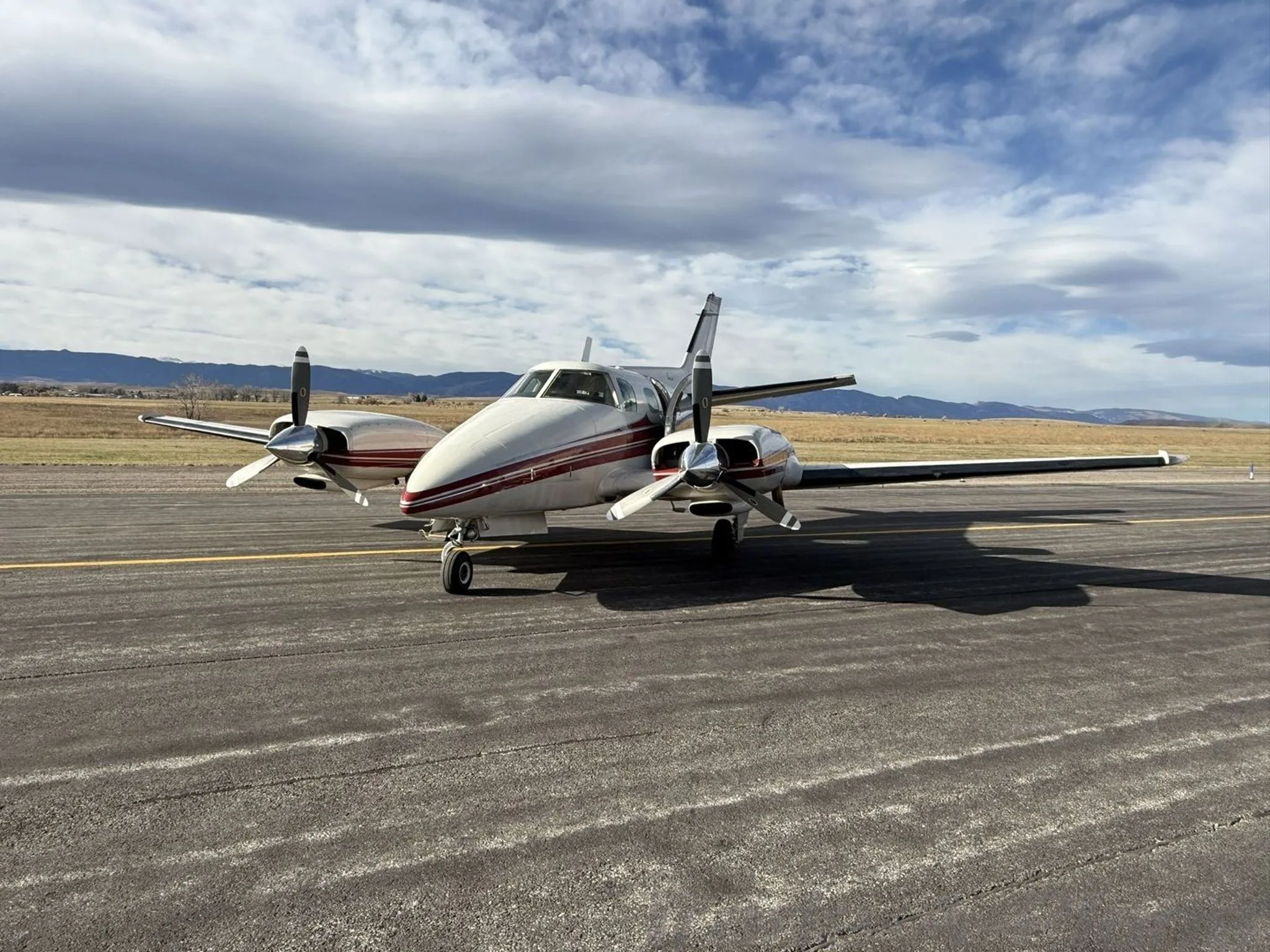 Front view of the aircraft on the runway.