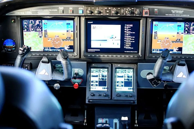 The instrument panel of a Piper PA46 M600 cockpit.