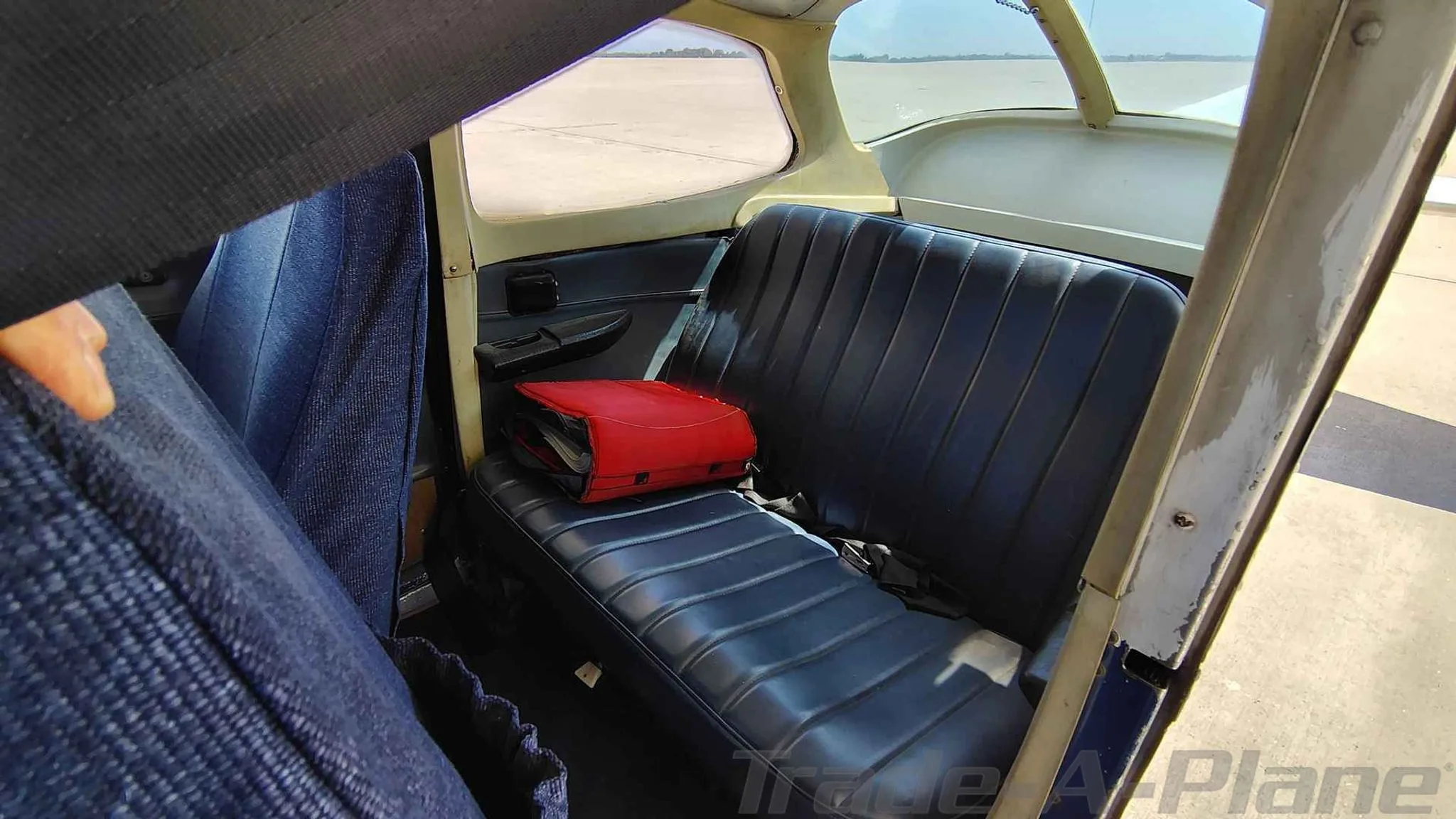 View of the rear seating area in the aircraft.