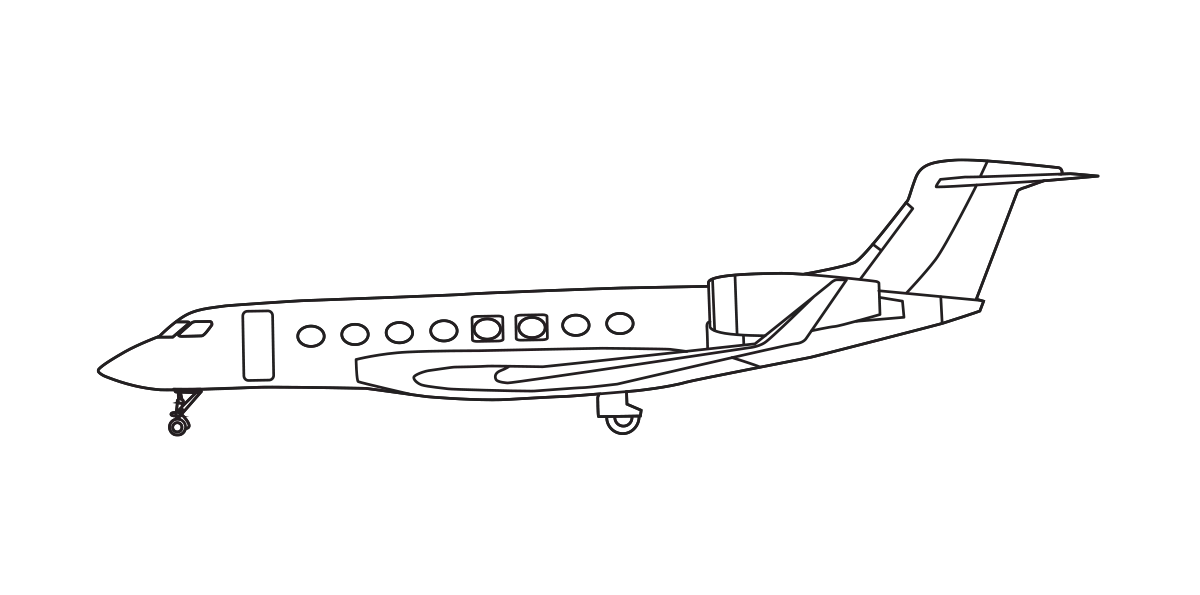 Line drawing of a Gulfstream aircraft.