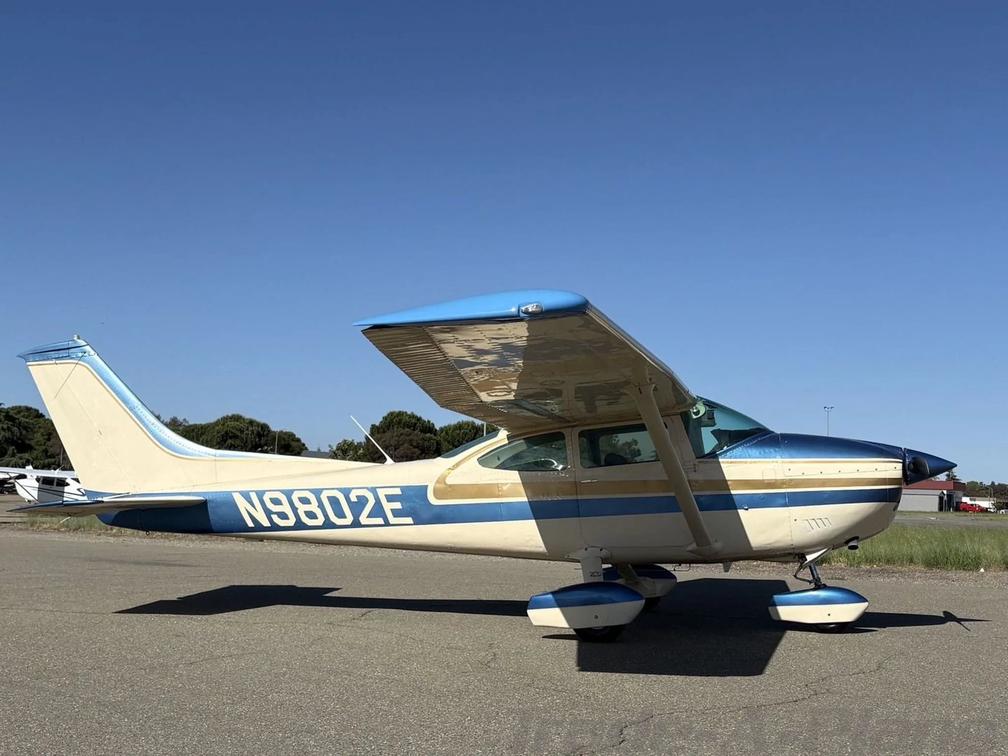 Another angle of the Cessna 182P Skylane on the runway.