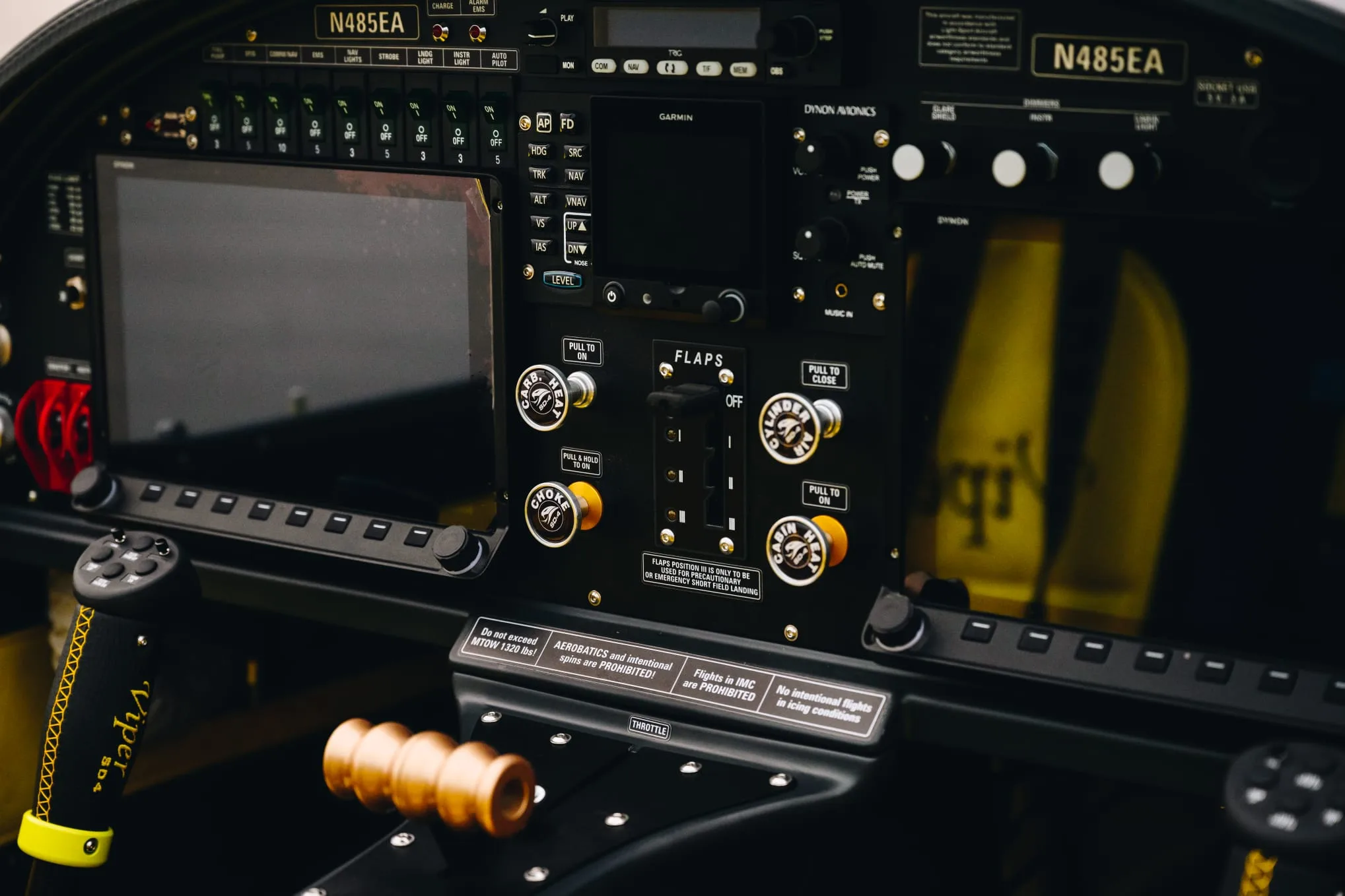 A detailed view of the instrument panel in the cockpit of a Viper SD4, showing avionics and controls.