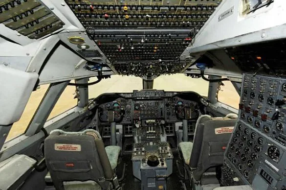 Another view of the cockpit with various controls and displays.