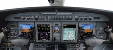 The instrument panel of a Citation CJ4 aircraft.
