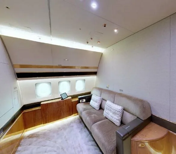 Cozy seating area within the aircraft.