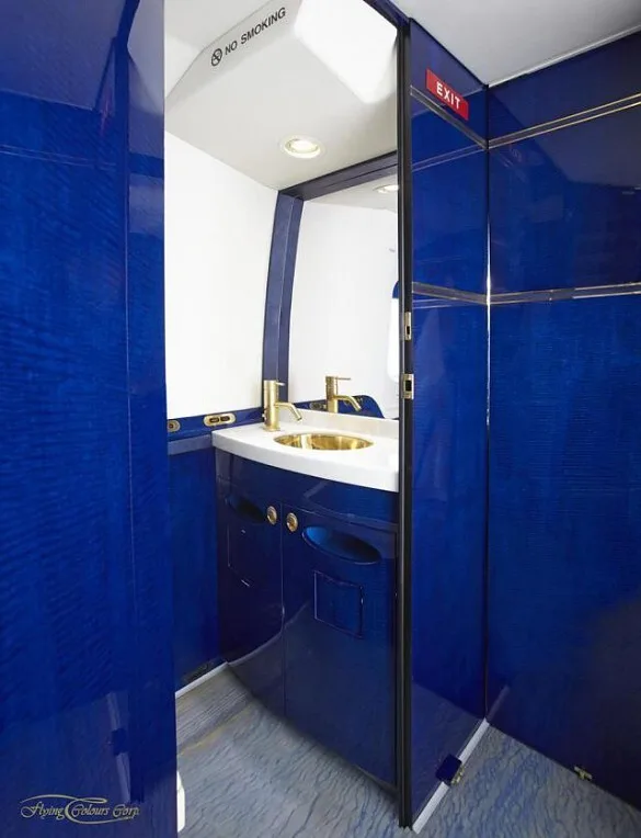 Lavatory area inside the helicopter.