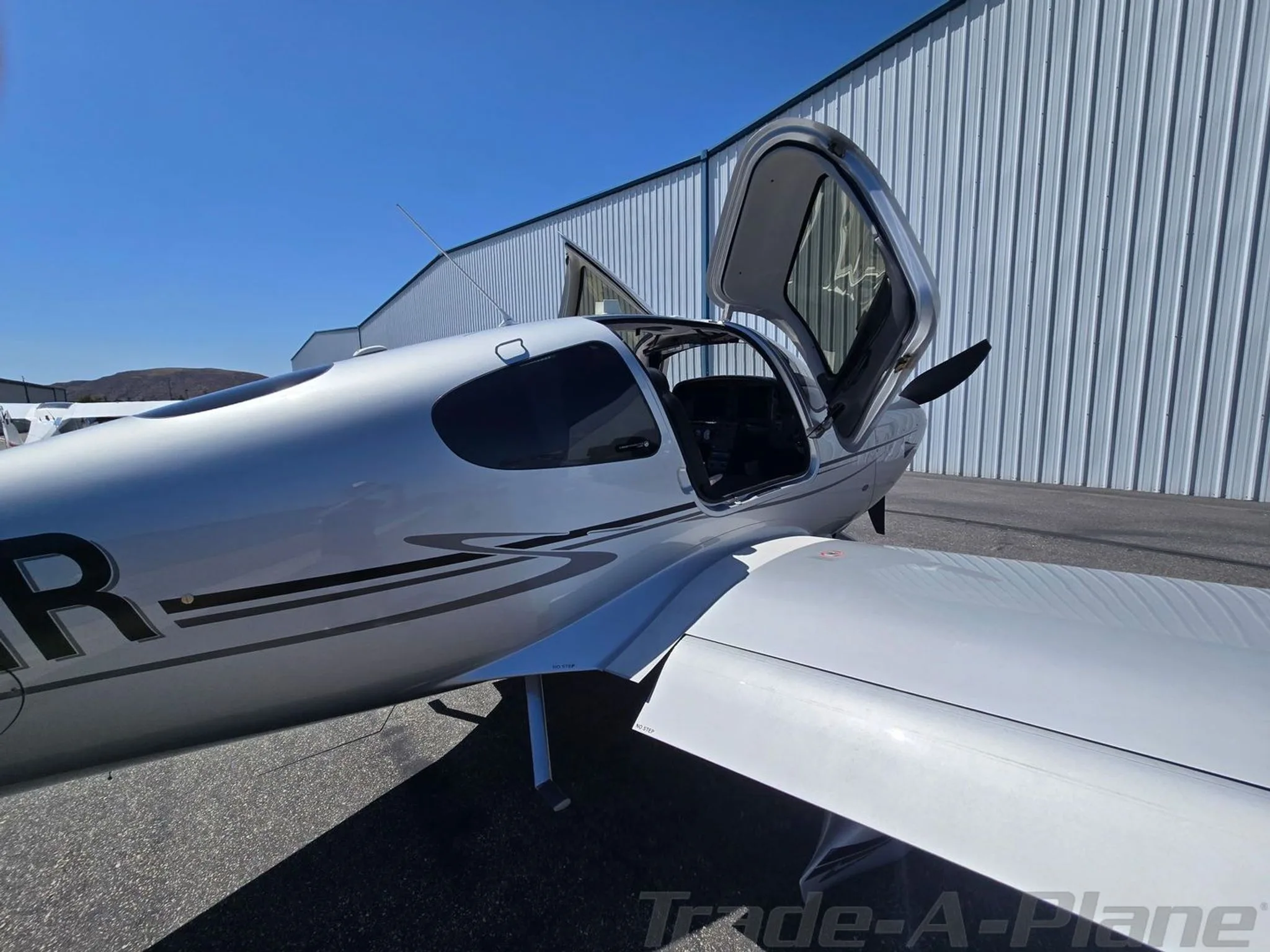 Close-up of the aircraft's door and side.