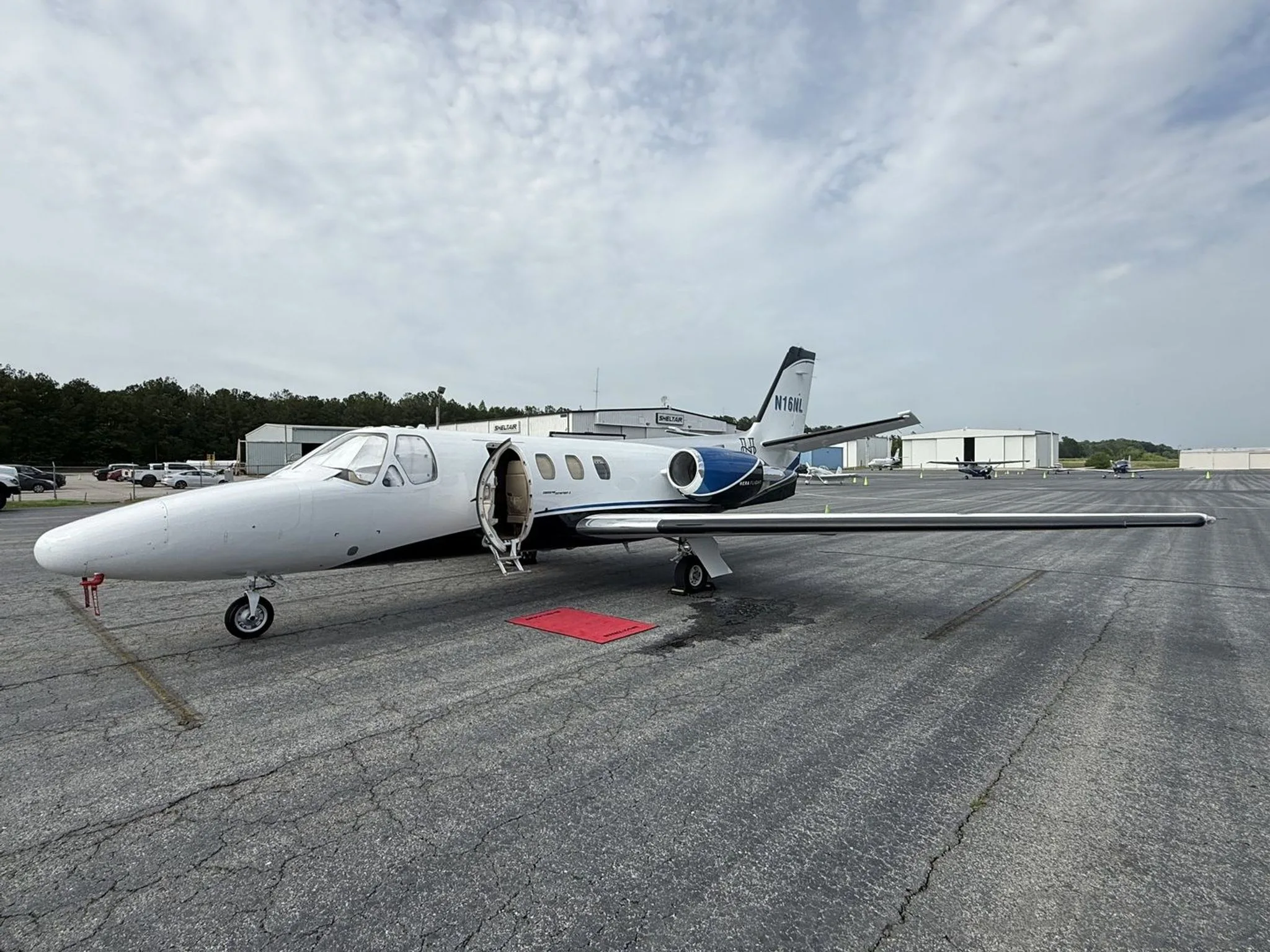A Cessna Citation ISP parked on the tarmac.