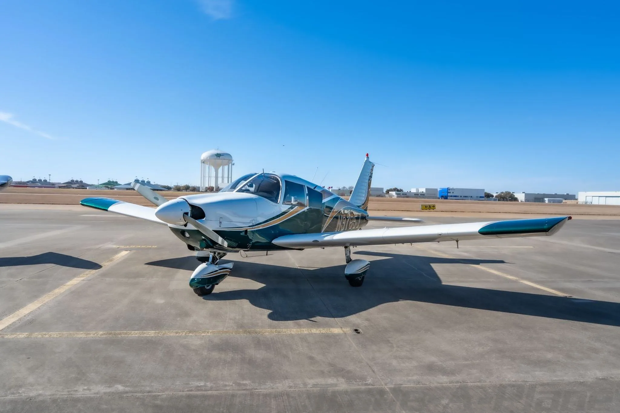 Front view of the aircraft on the tarmac.