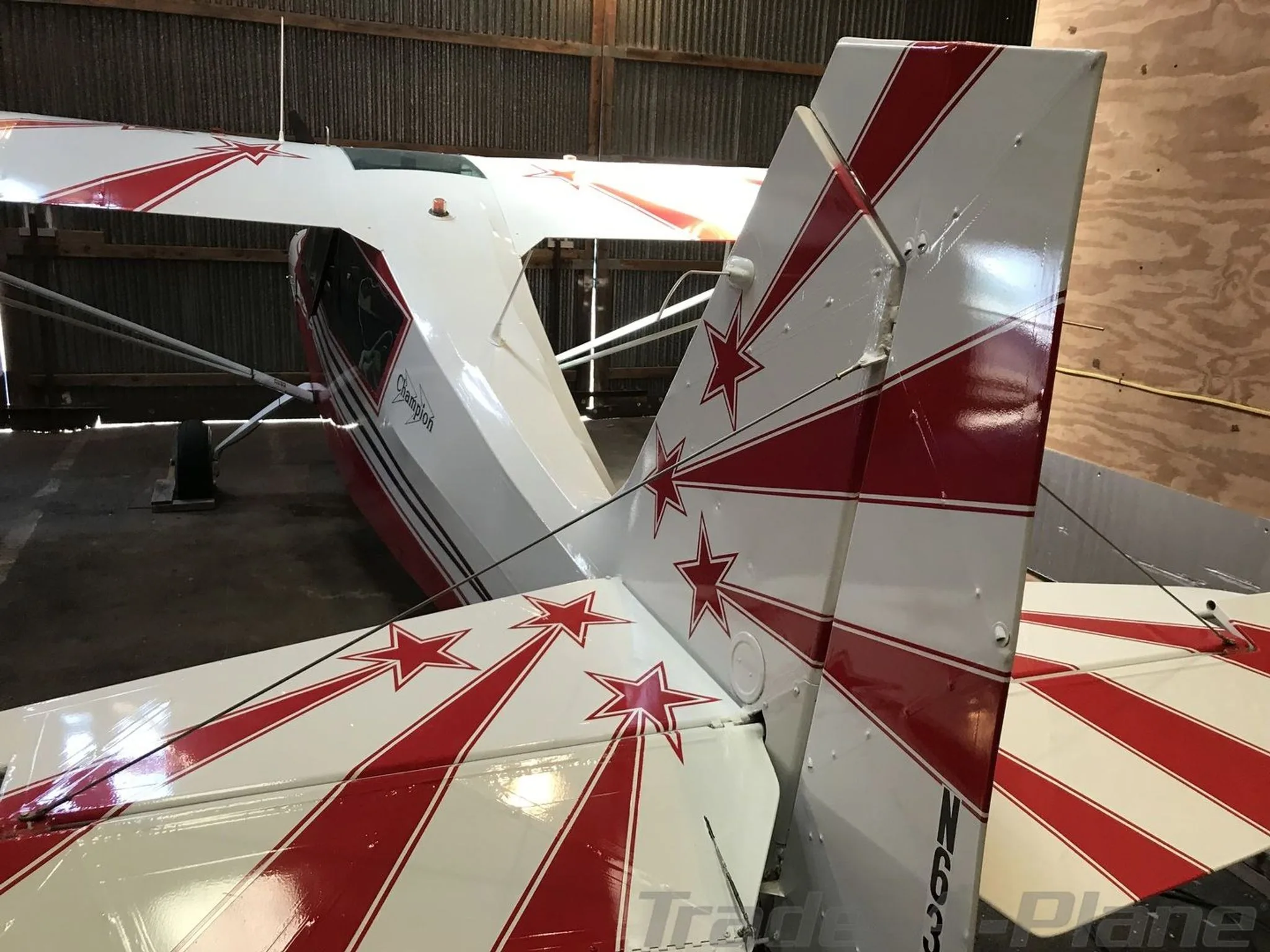 Close-up of the tail section of the aircraft.
