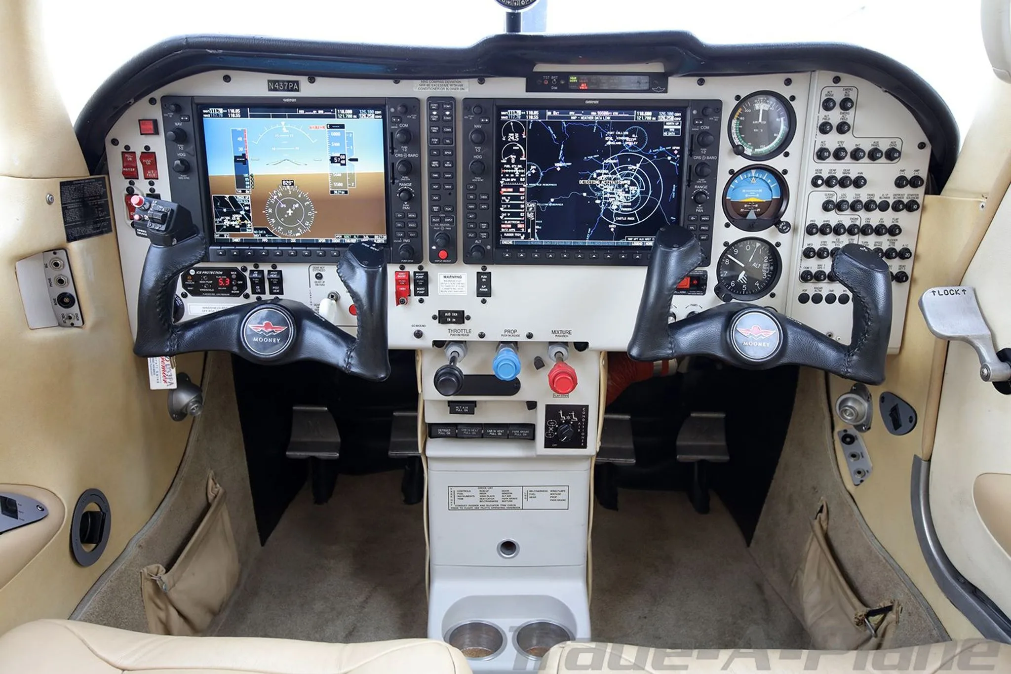 The instrument panel of the aircraft.
