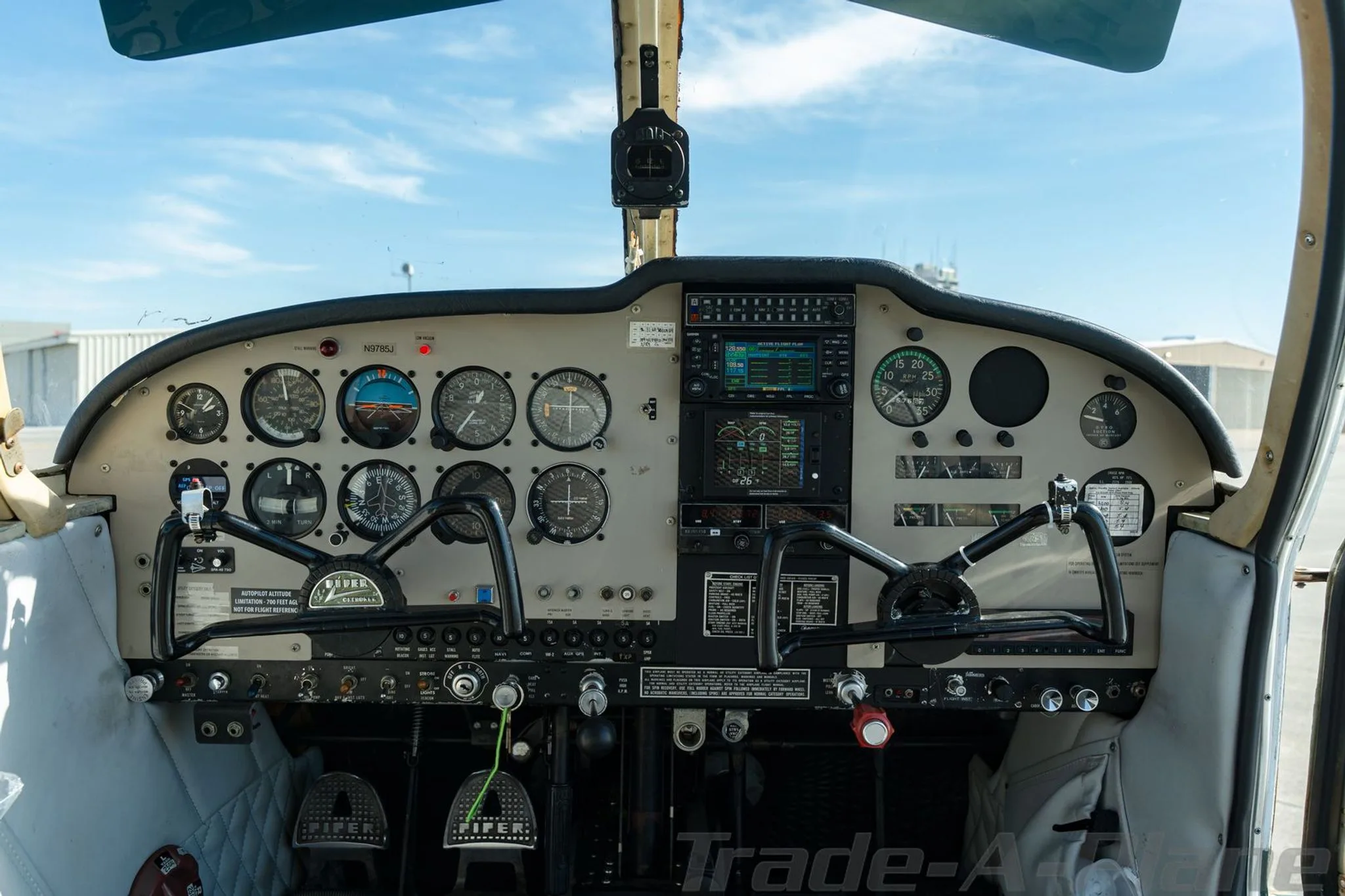 View of the cockpit instrument panel.