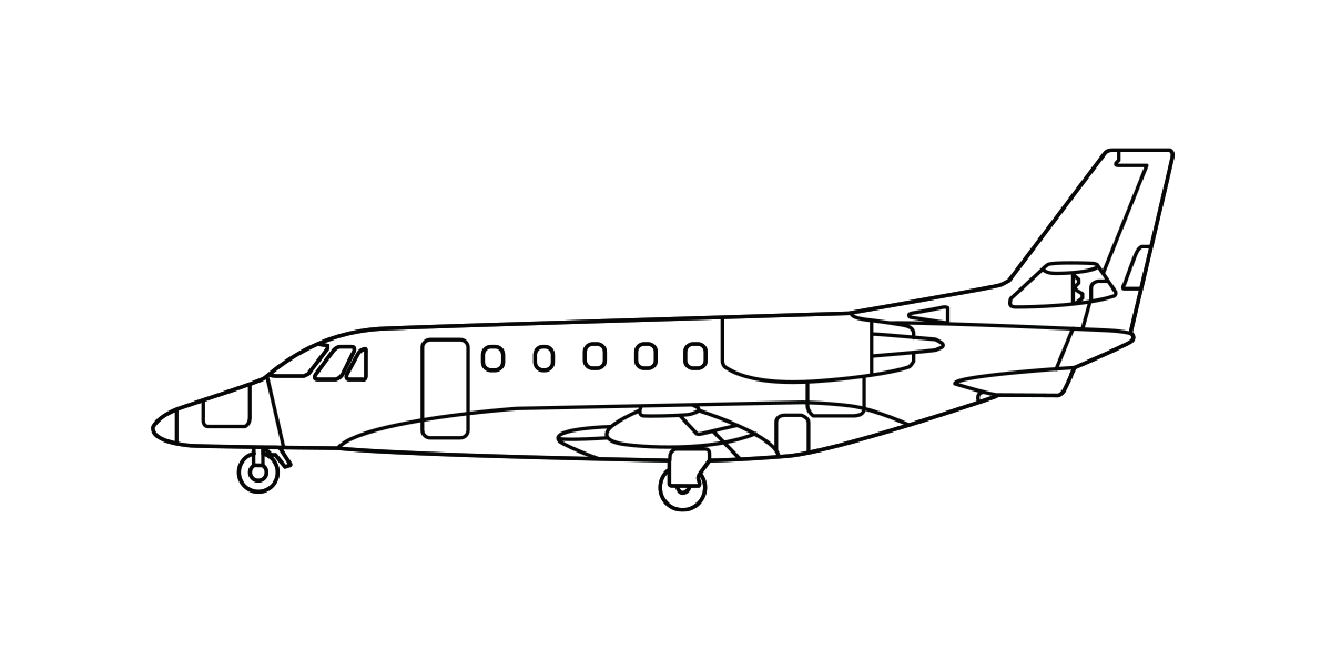 Line drawing of a Cessna Citation aircraft.