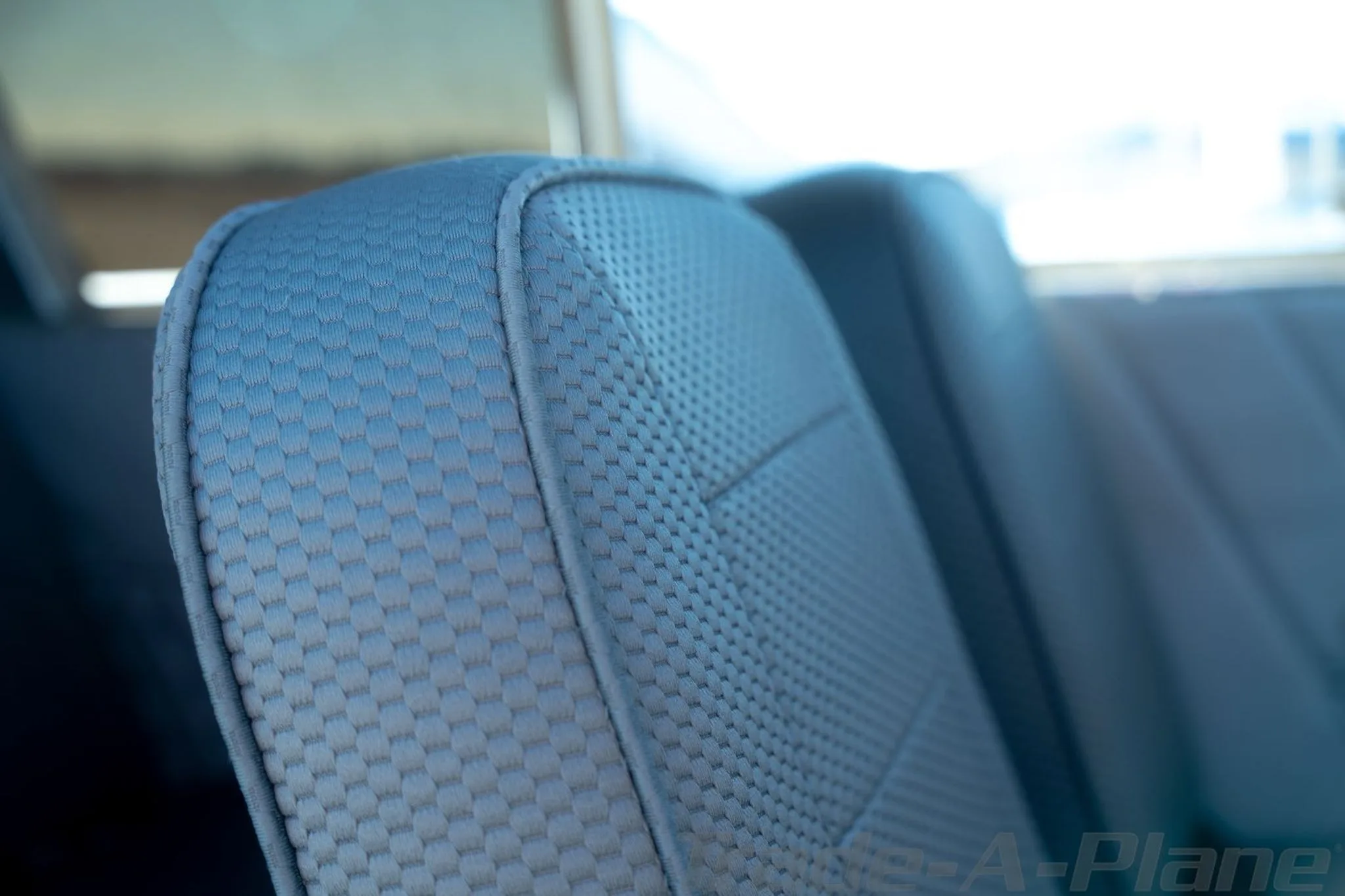 Detail of the cabin seat upholstery.