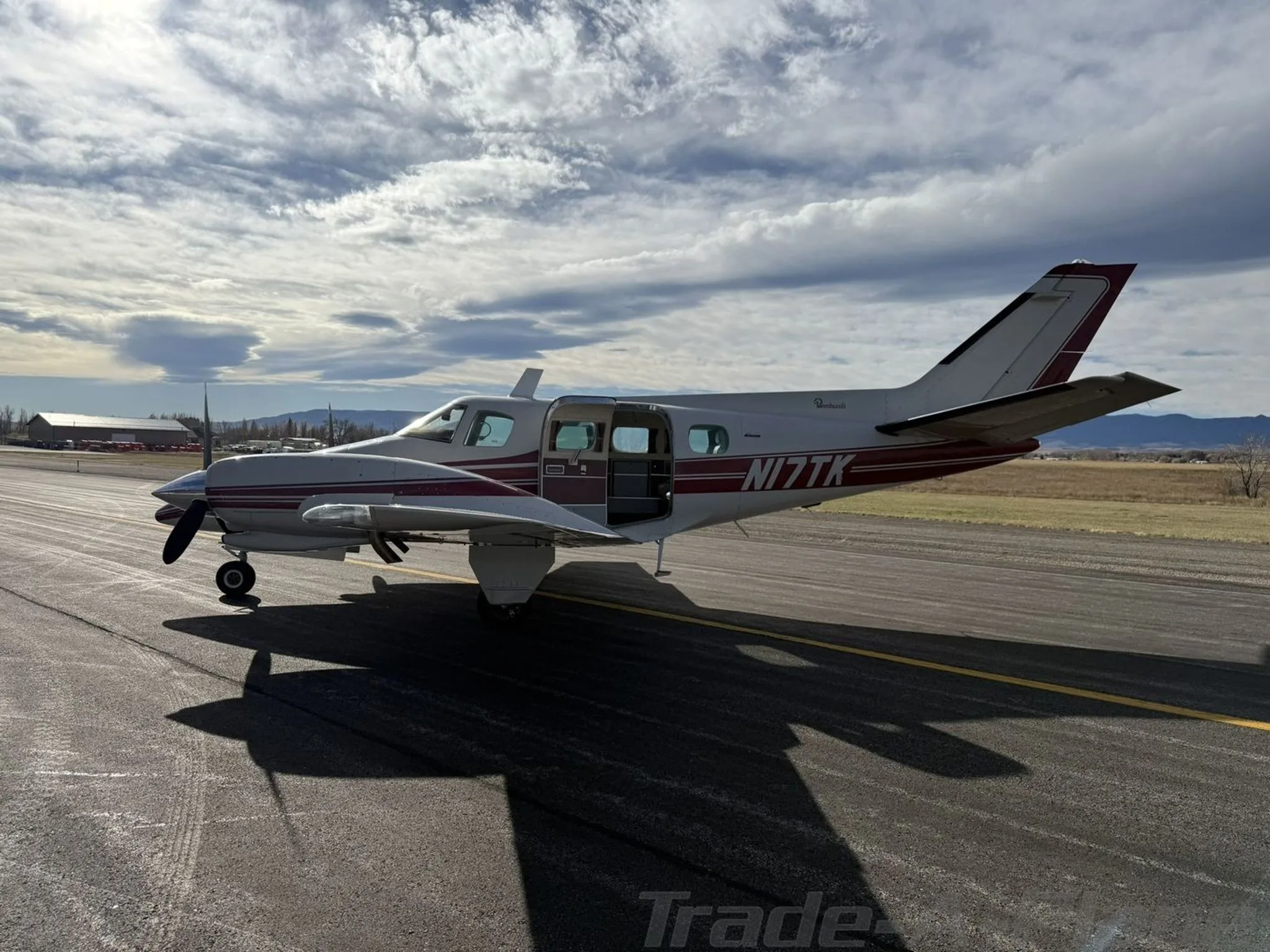 The aircraft is parked with a clear view of its side.
