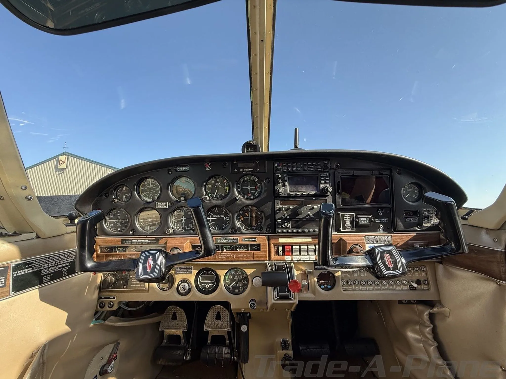 Instrument panel view of the aircraft cockpit.