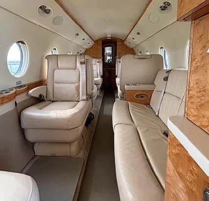 Another angle of the cabin interior with seating.
