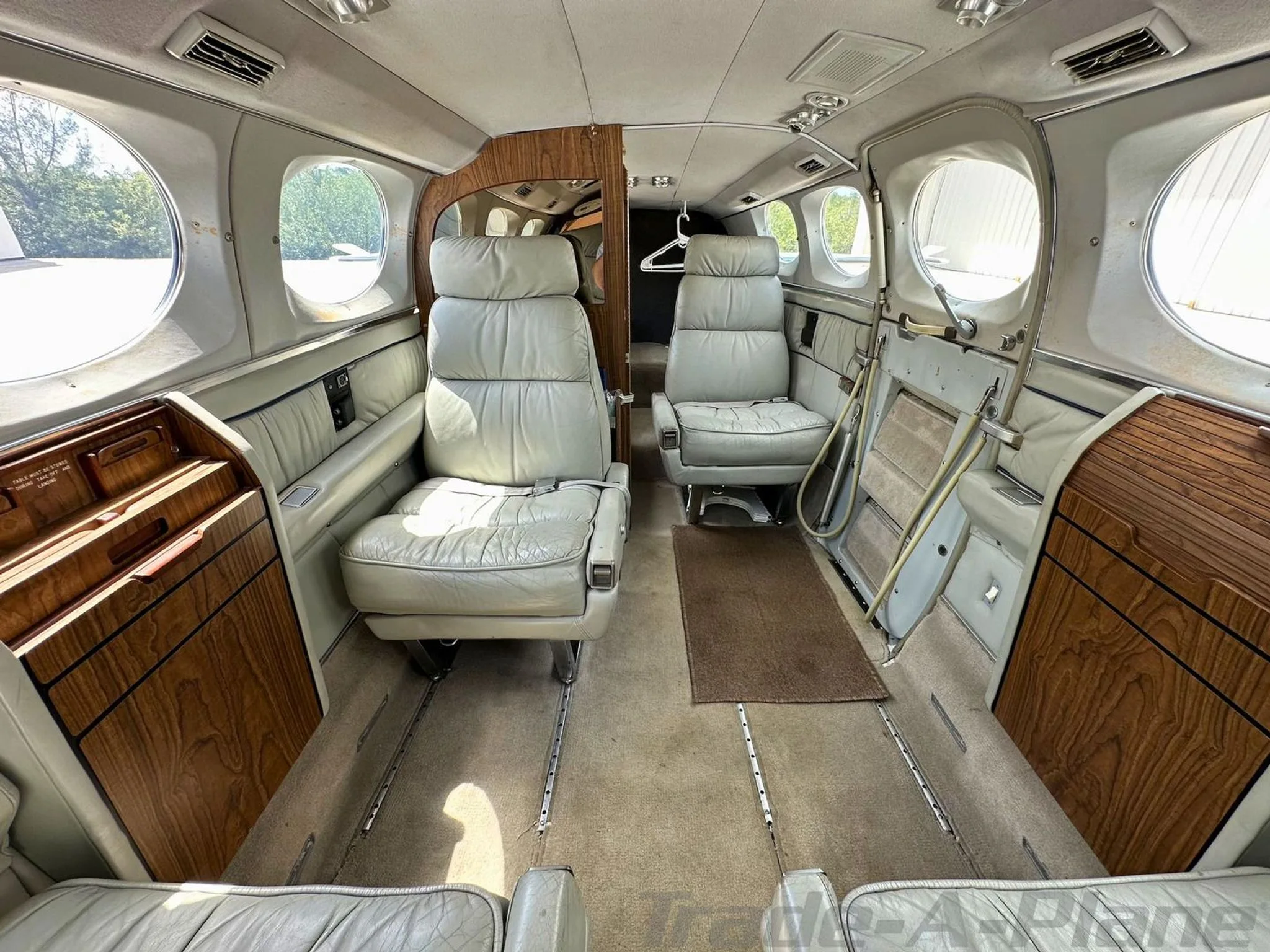 Interior view of the cabin seating in the Cessna 421C.