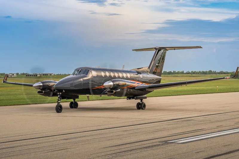 Beechcraft King Air N28BD on the tarmac.
