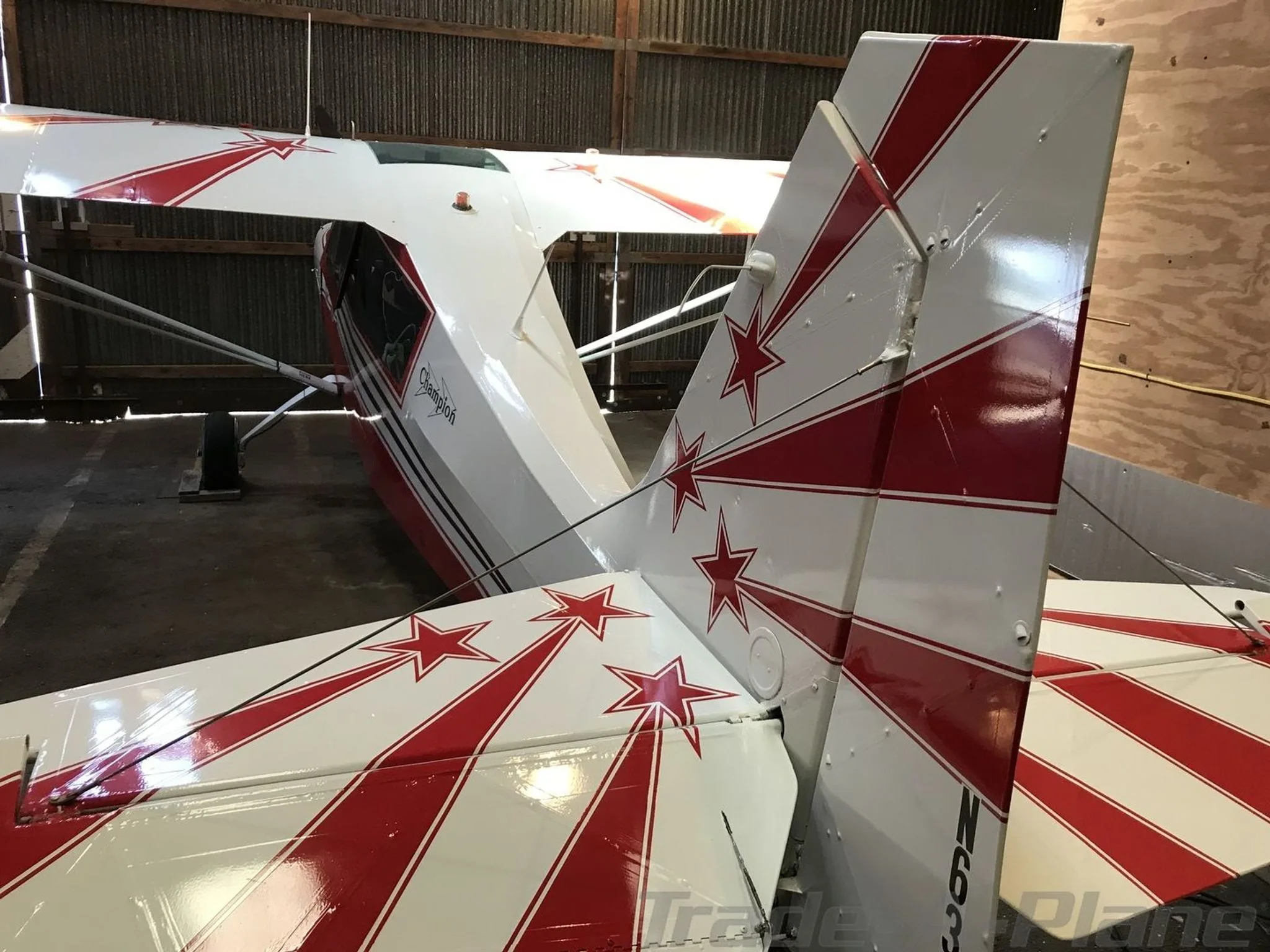 Top view of the aircraft highlighting its tail design.