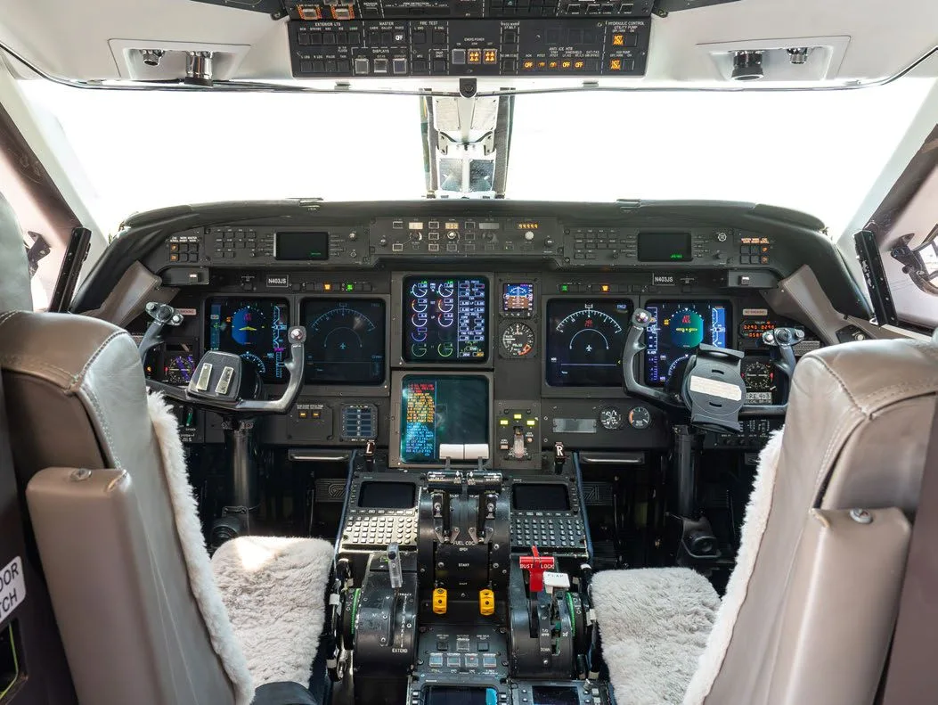 Full view of the aircraft cockpit instrument panel.