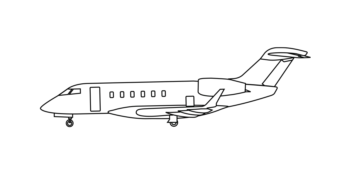 Line drawing of a Bombardier Challenger aircraft.