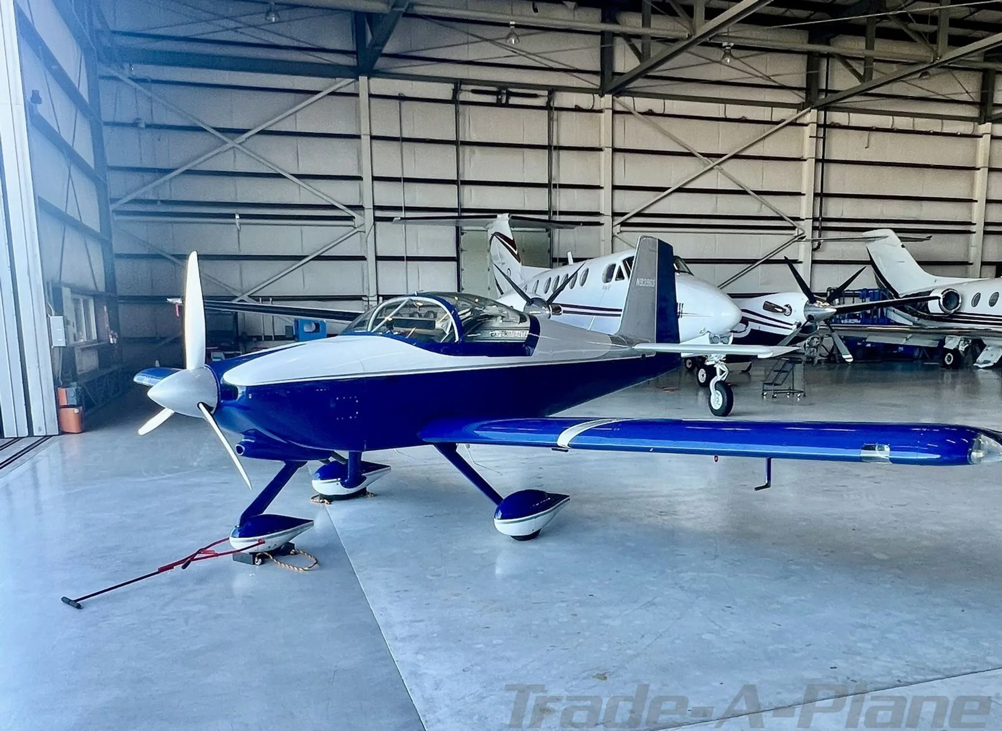 Another angle of the aircraft inside the hangar.