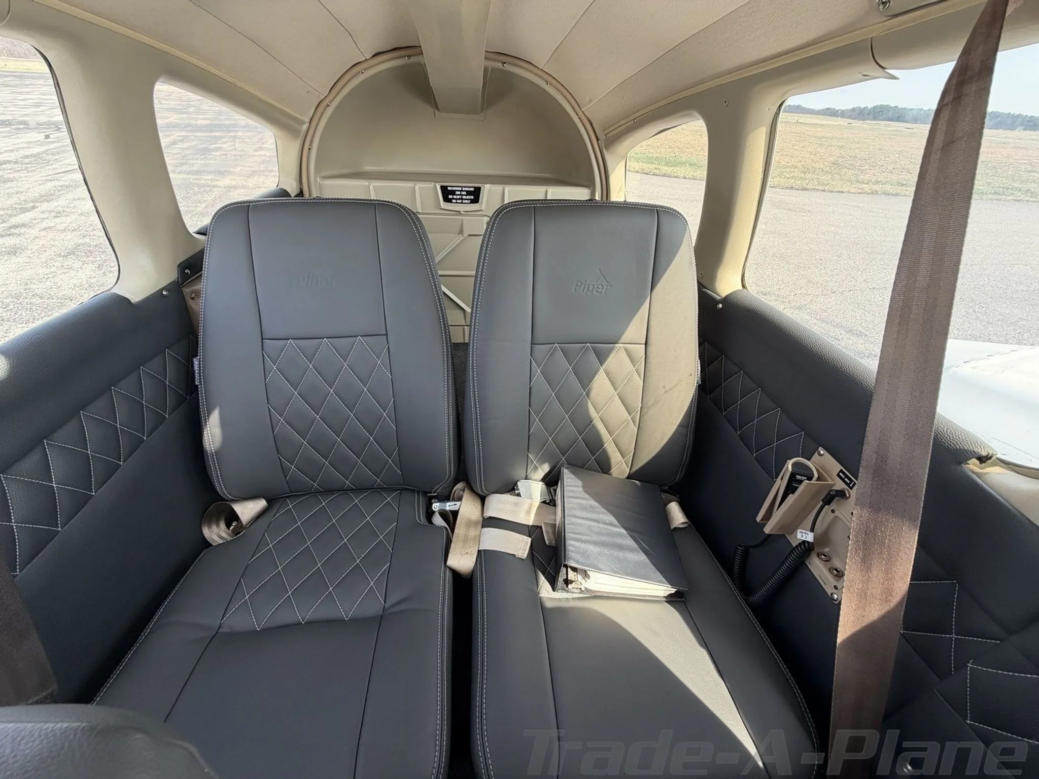 The interior seating area of the aircraft.