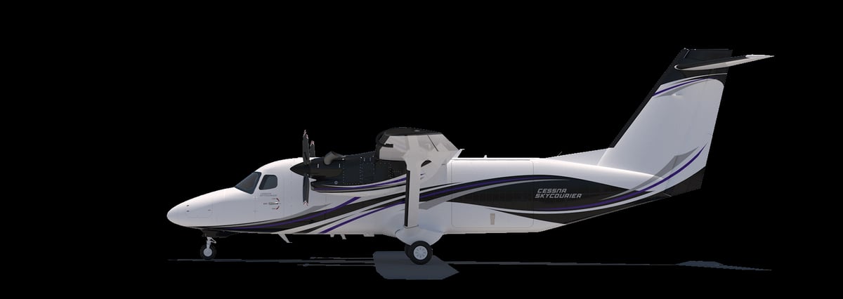 A Cessna Skylane with a black and white paint scheme.