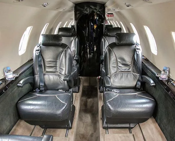 Cabin view with leather seats.