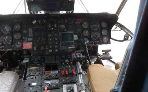 The cockpit instrument panel of a Sikorsky S-61 helicopter.