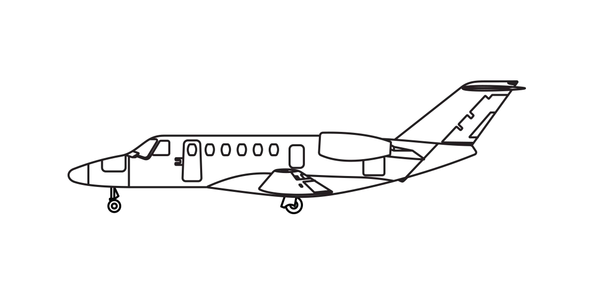 Line drawing of a Cessna Citation aircraft.