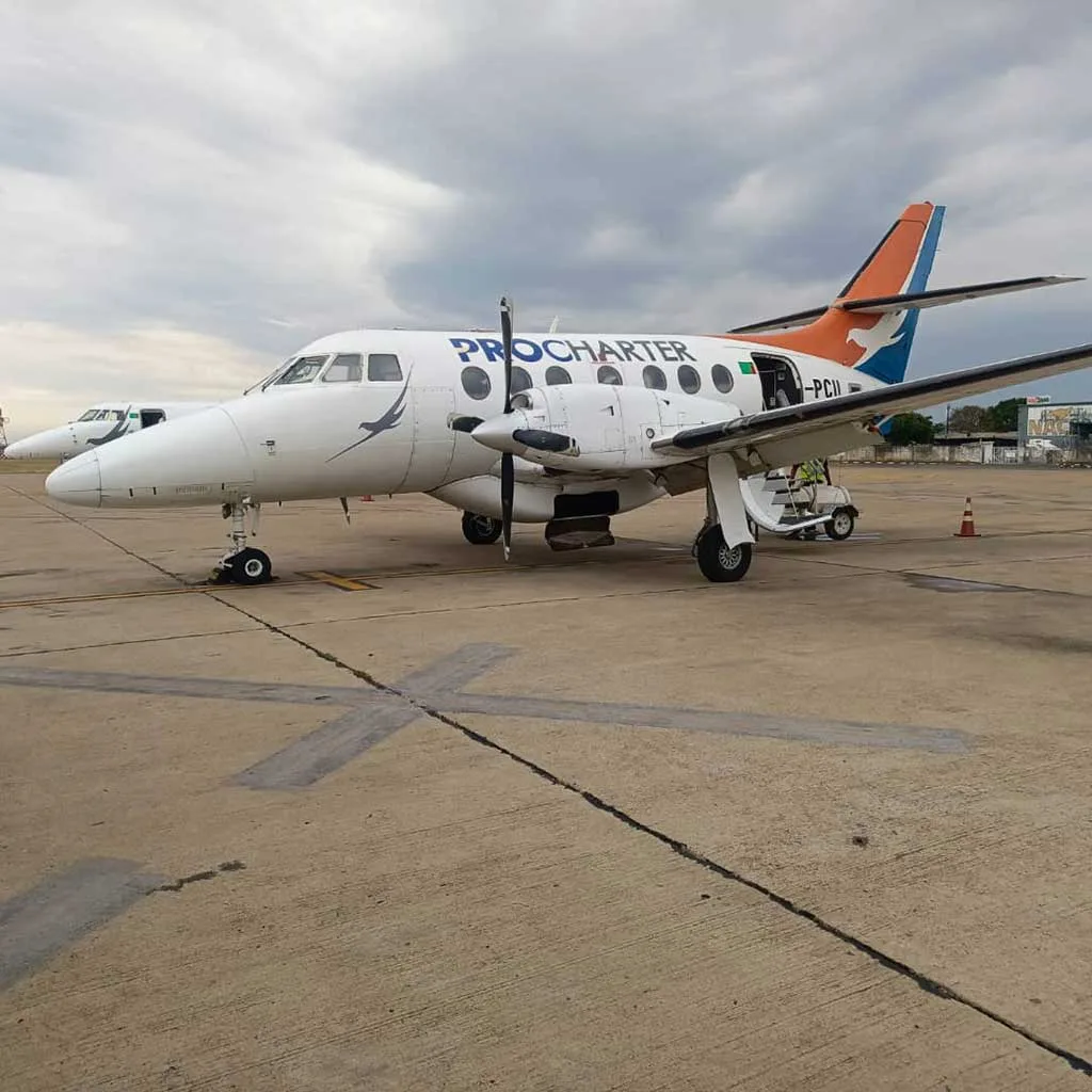 Another view of the Jetstream 32 on the tarmac.