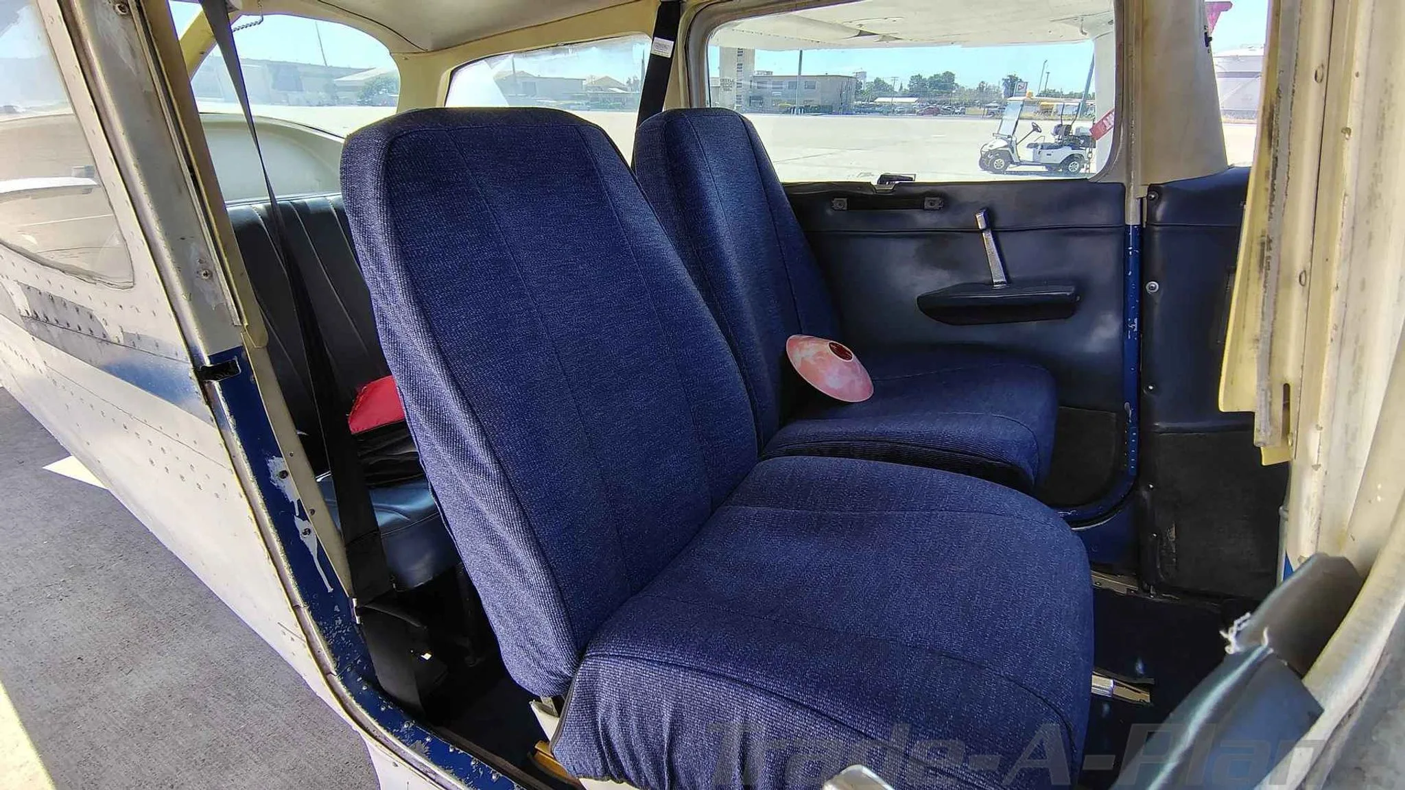 Another angle of the cabin seats in the Cessna 172M Skyhawk.