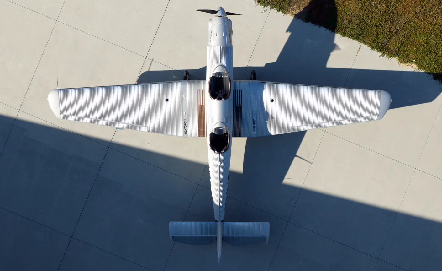 Overhead view of a Junkers aircraft parked on the ground.