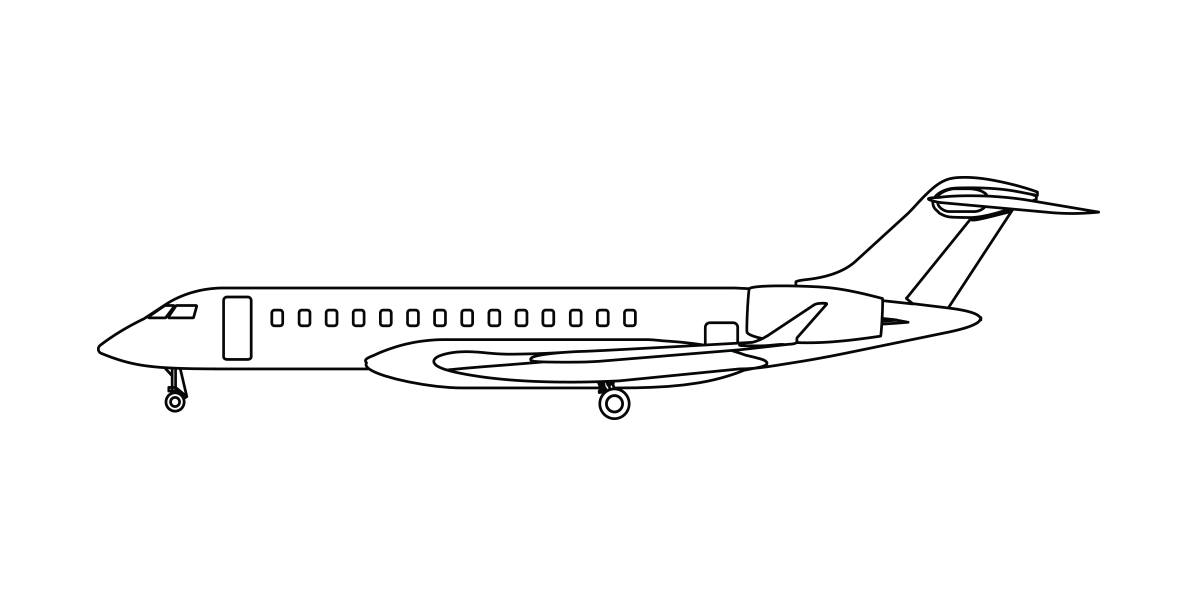 Line drawing of a Bombardier Global Express aircraft.