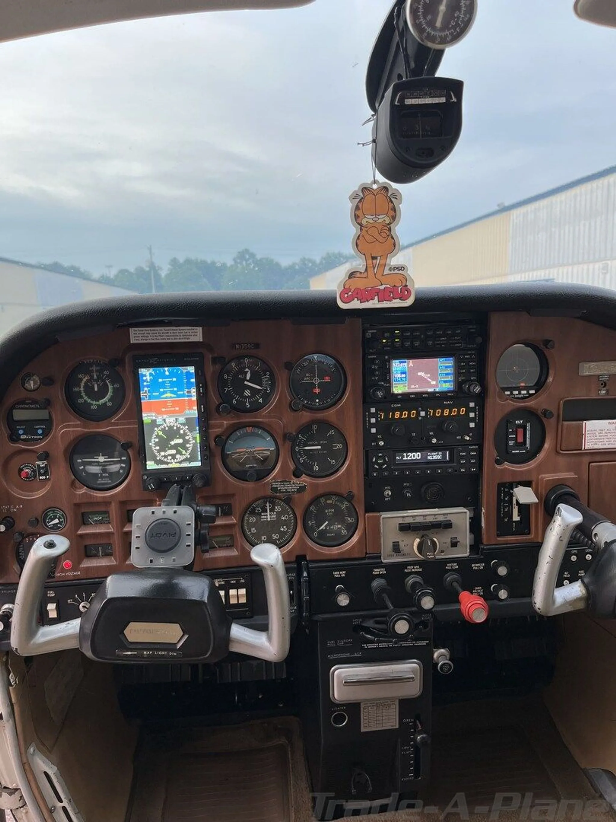 Close-up of the cockpit instruments.