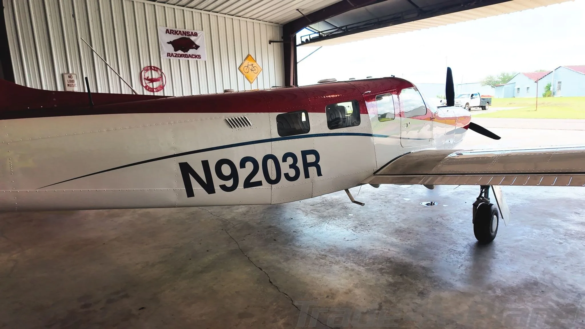 A close-up side view of the aircraft.