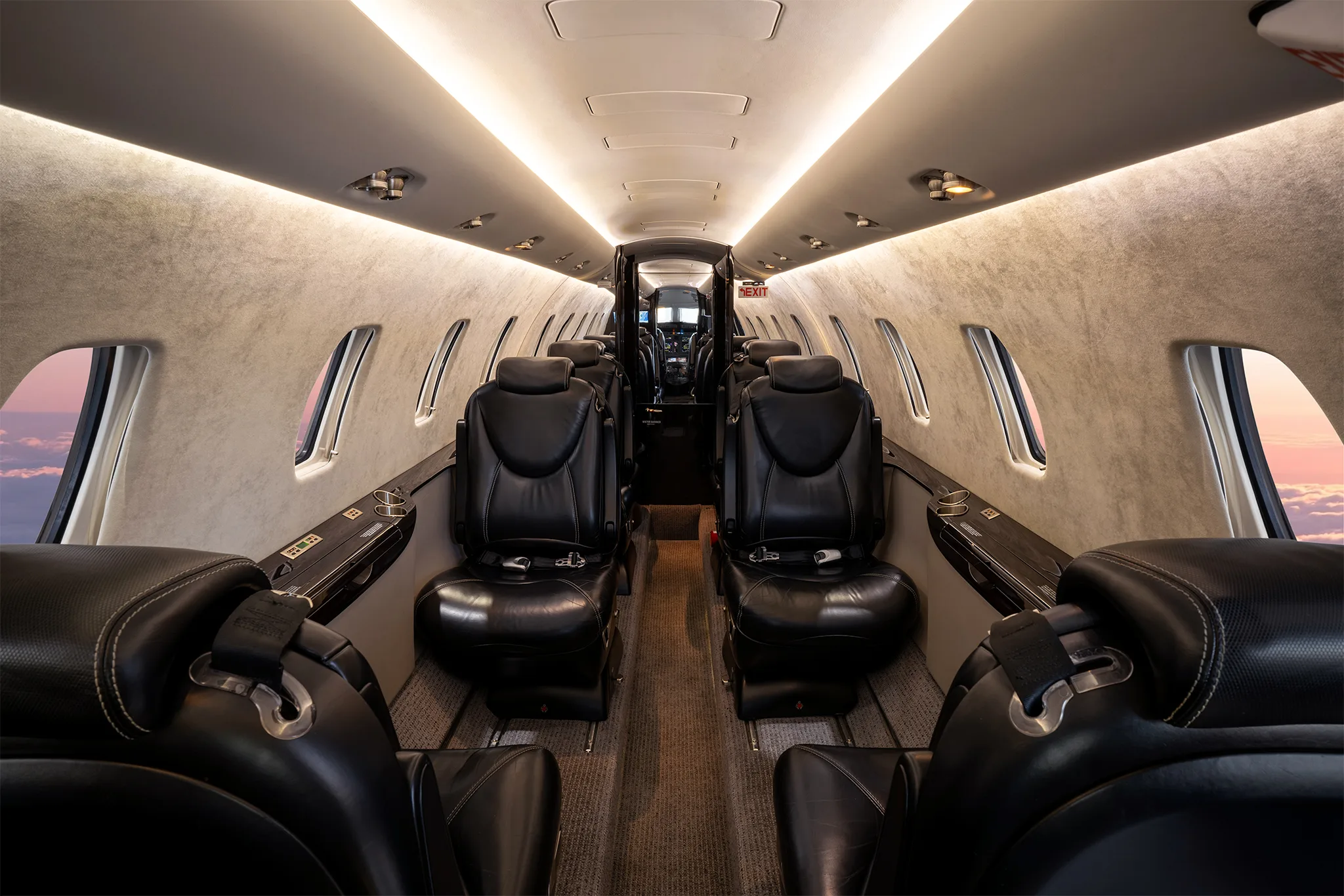 View of the Cessna Citation XLS+ cabin looking forward.