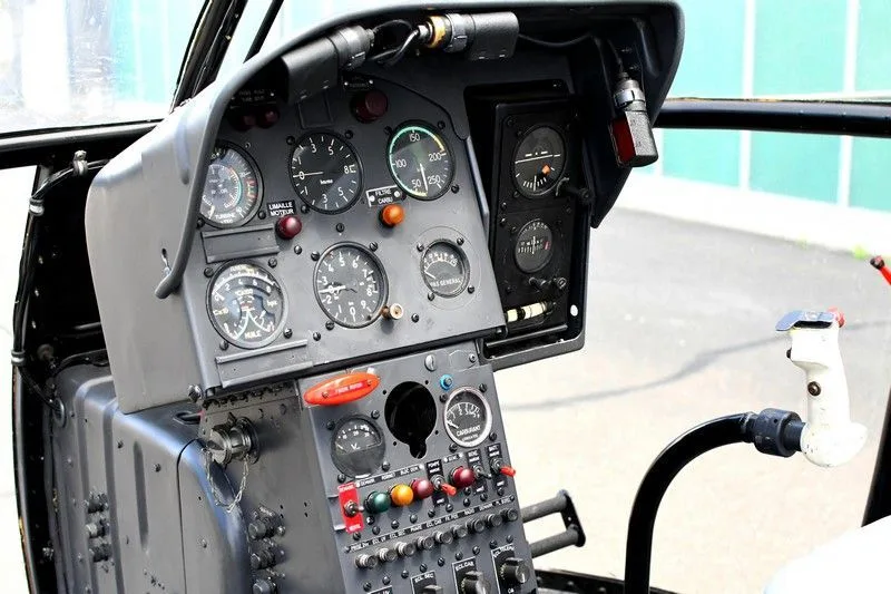 The instrument panel of a 1959 Aerospatiale SE313B ALOUETTE-II helicopter.