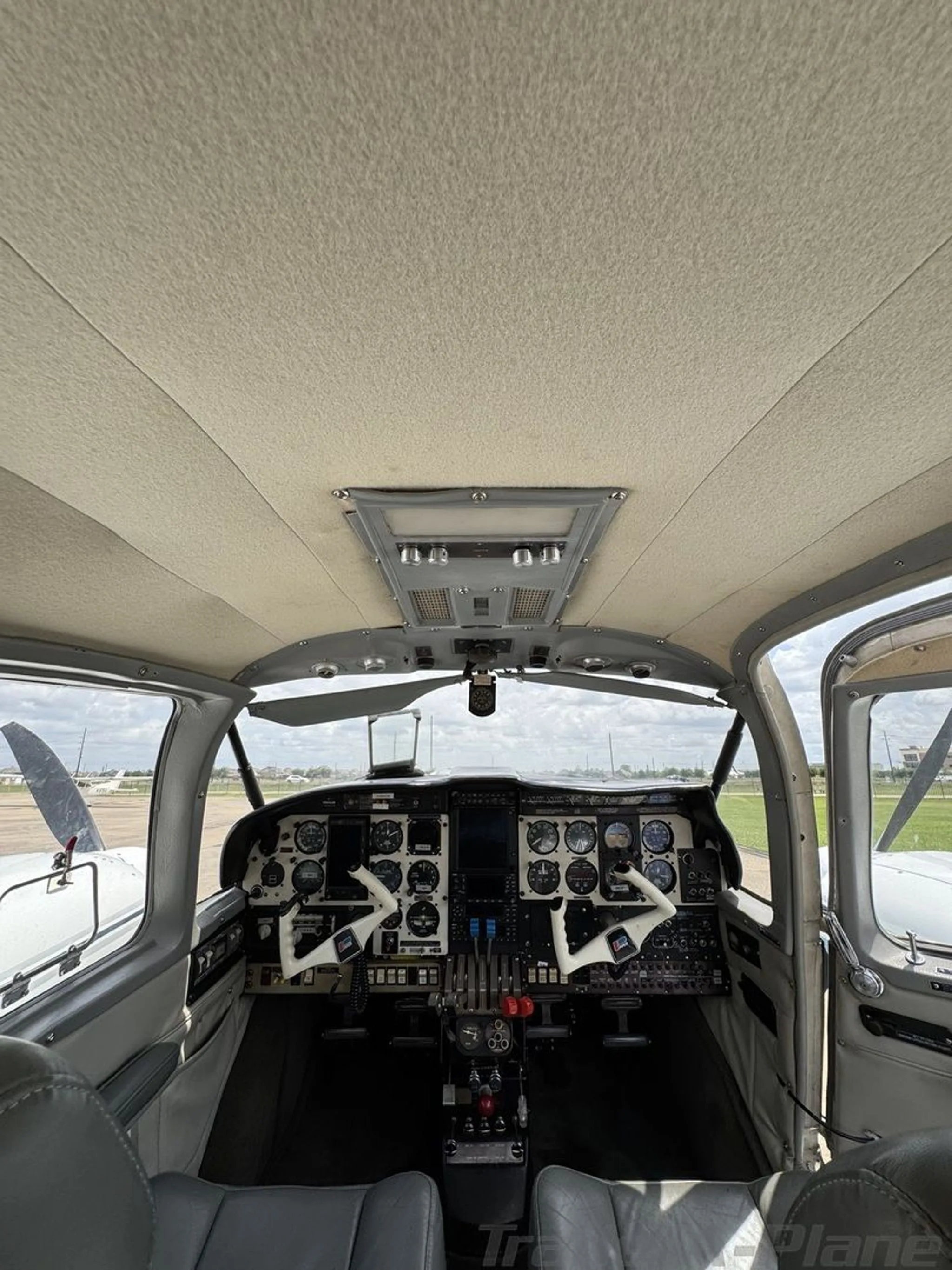 Ceiling view of the cockpit area.