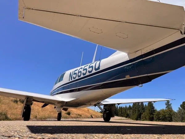 Low angle shot of the Mooney M20C.