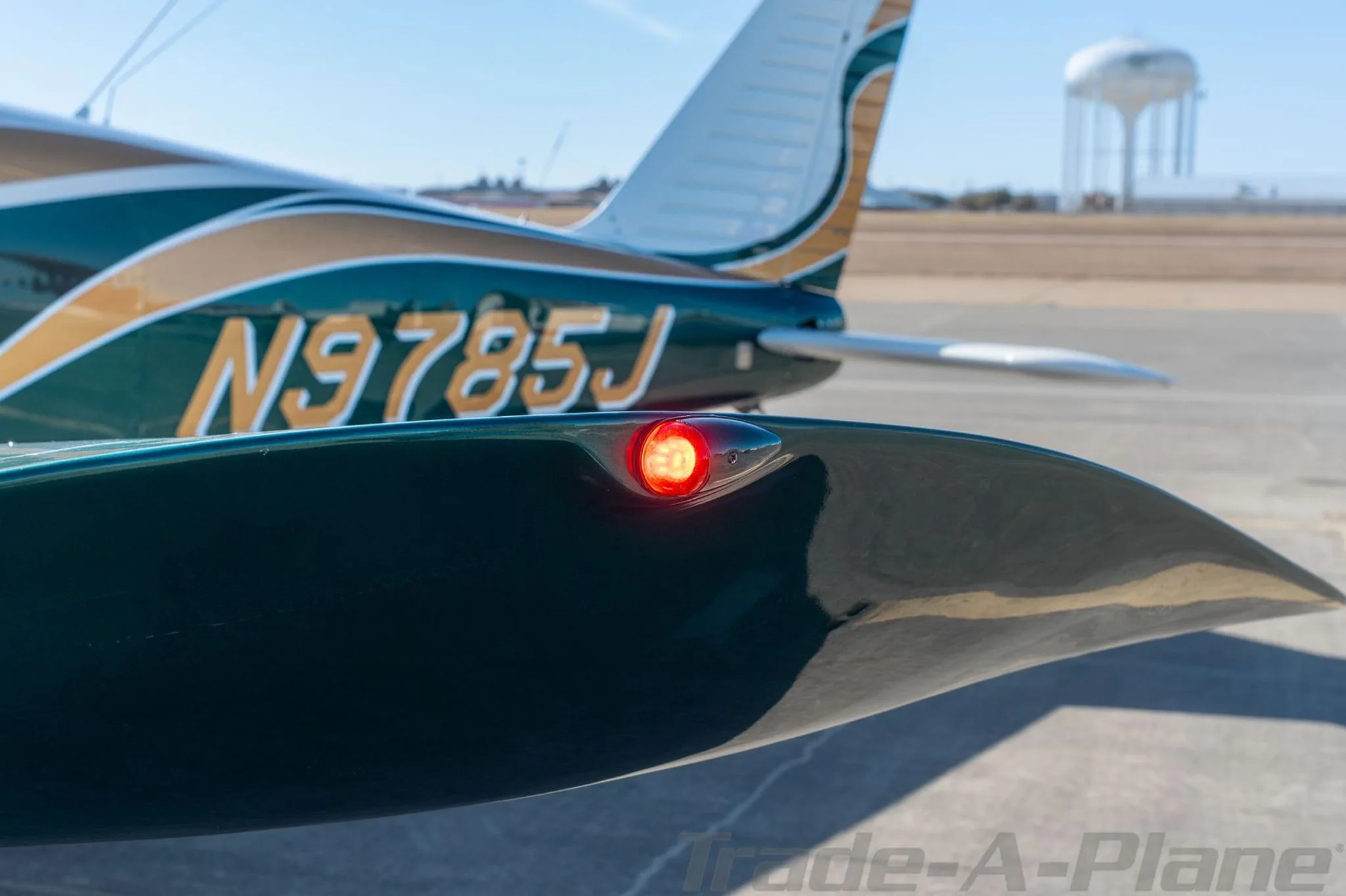 Close-up of the aircraft's wingtip light.