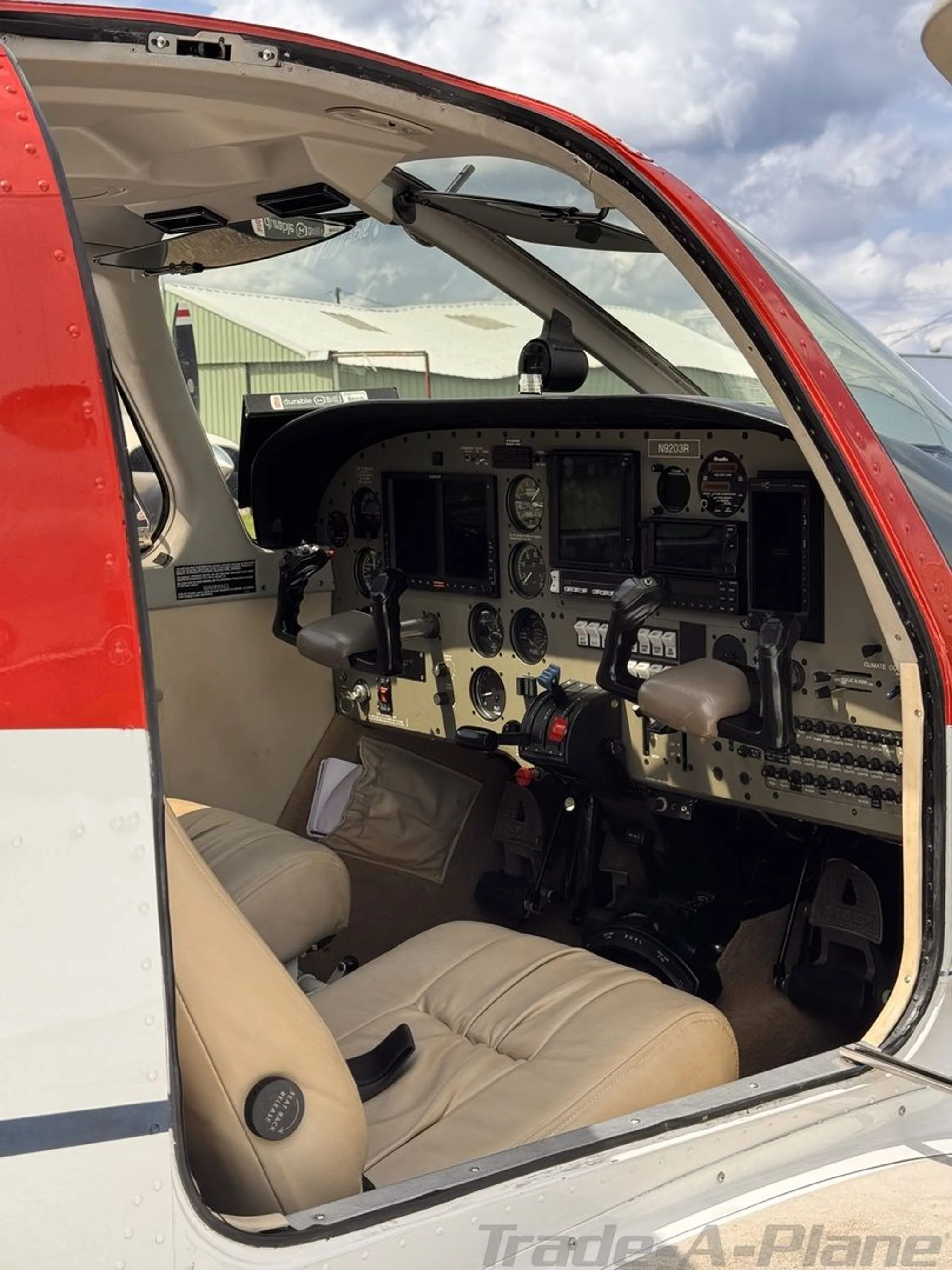 Cockpit view with instrument panel.