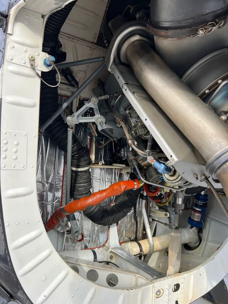 Engine compartment of the McDonnell Douglas 500C helicopter.