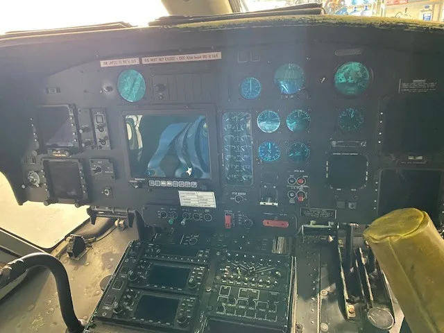 View of the helicopter's instrument panel.