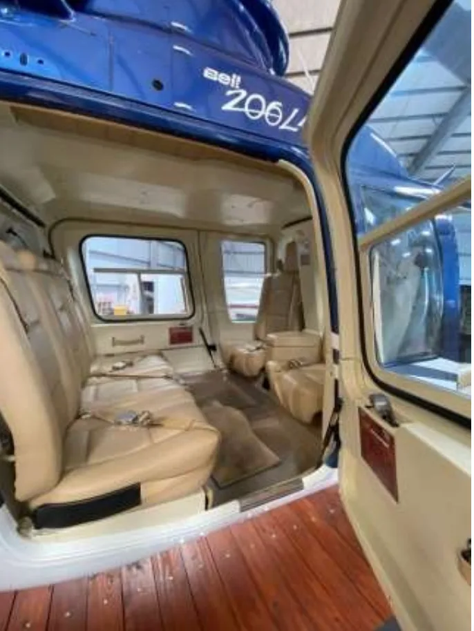 Interior view of the Bell 206L-4 showing cabin seats.