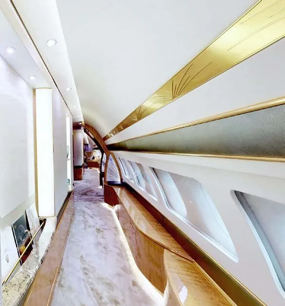 Elegant corridor inside the aircraft.