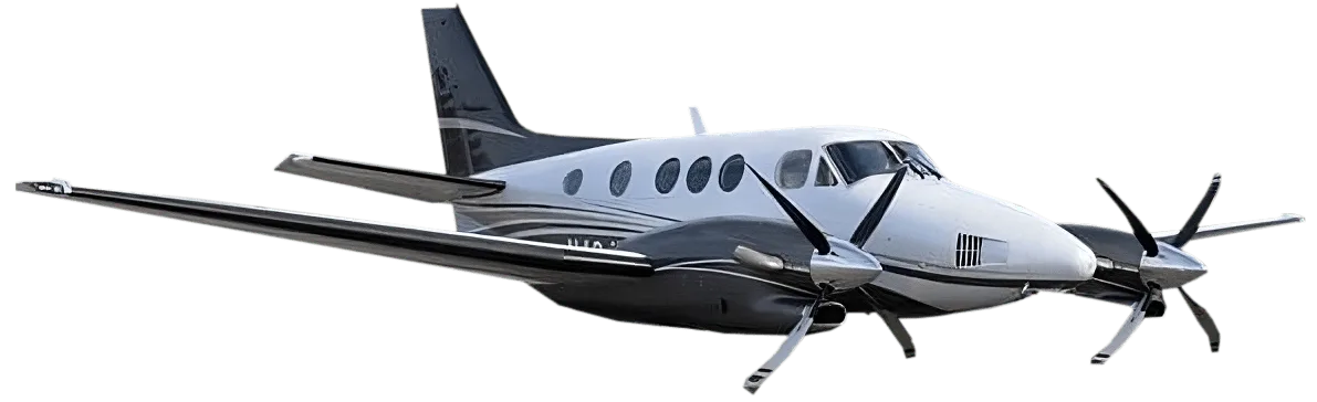 Stock photo of a King Air aircraft against a black background.