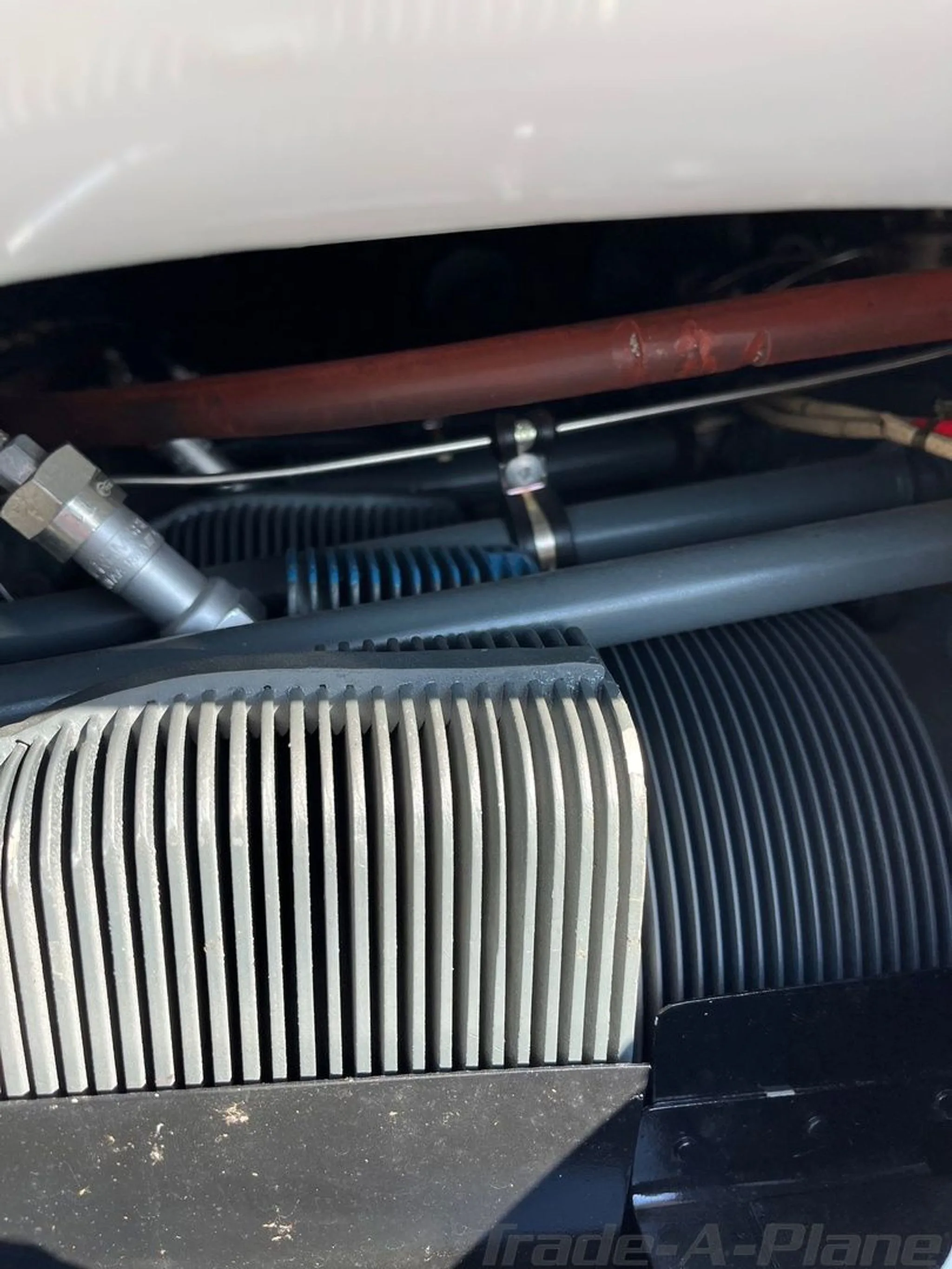 Close-up of the engine components in the Aerostar 600A.